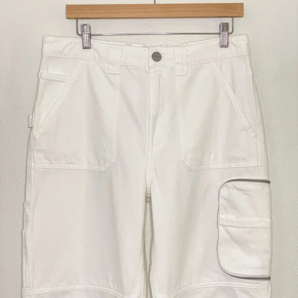 AllSaints Florence Cargo Jogger Pants Organic Twill Cotton Chalk White 8